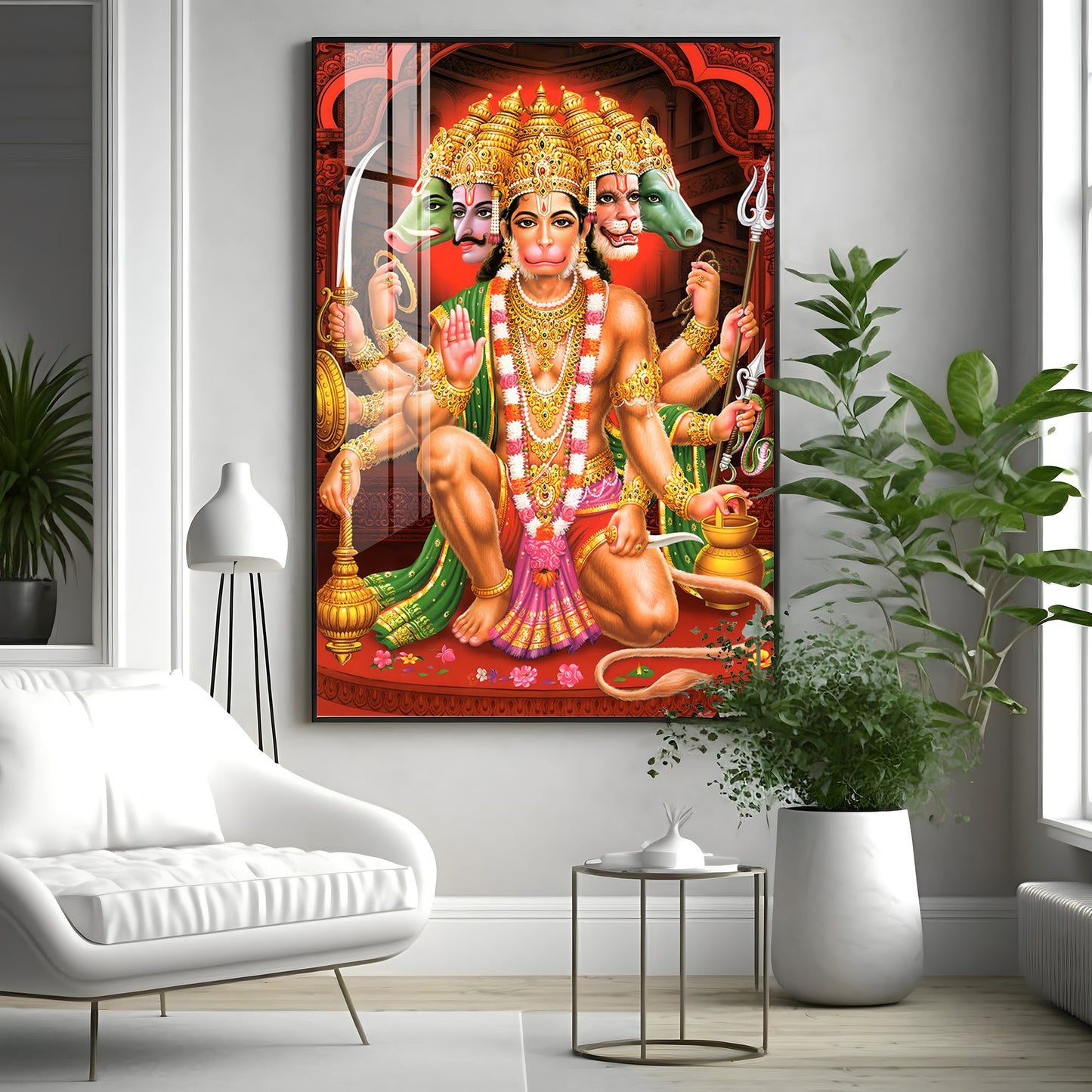 Divine Presence Of Lord Hanuman Premium Vertical Acrylic Wall Art