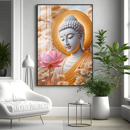 Dharvika Buddha Premium Acrylic Vertical Wall Art