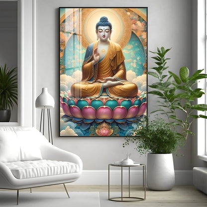 Serene Lotus Buddha Premium Vertical Acrylic Wall Art