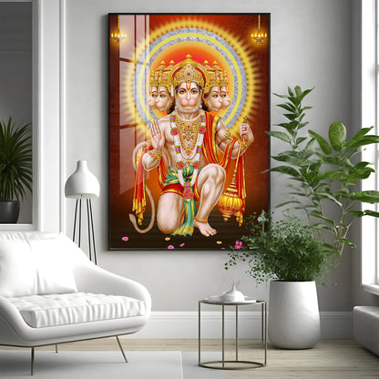 Divine Lord Hanuman Premium Vertical Acrylic Wall Art