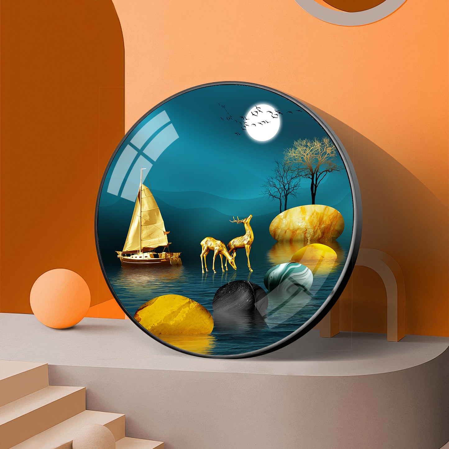 Echoes Of Nature Premium Acrylic Round Wall Art