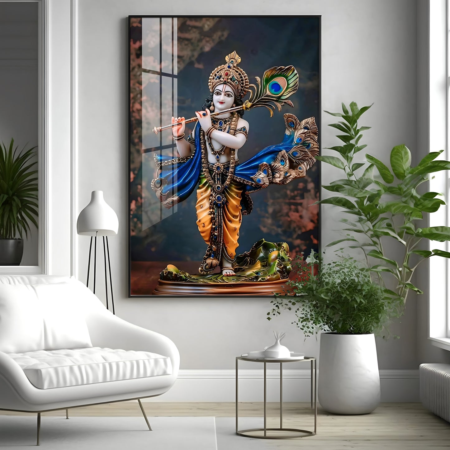 Divine Harmony Of Krishna Premium Vertical Acrylic Wall Art