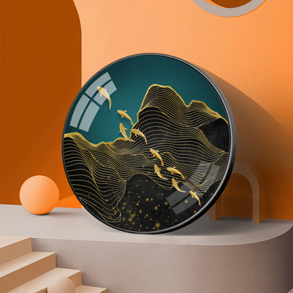 Black Wave Majesty Premium Acrylic Round Wall Art