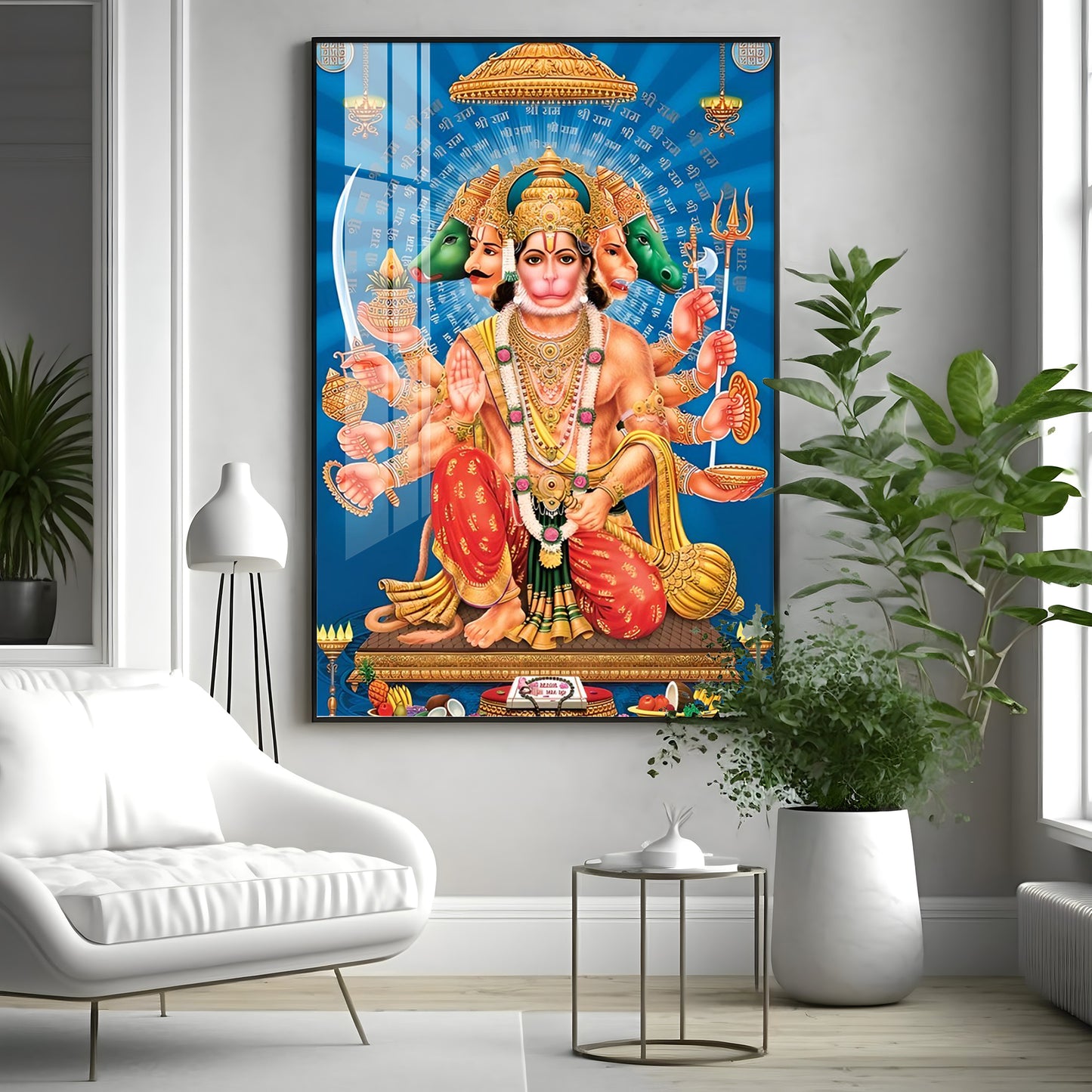 Panchmukhi Hanuman Premium Acrylic Vertical Wall Art