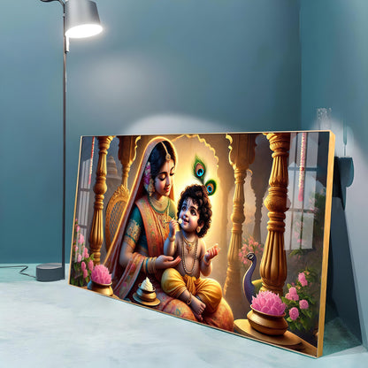 Kanha With Maa Yashoda Premium Acrylic Horizontal Wall Art
