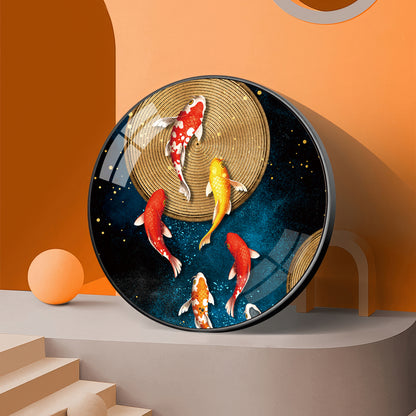 Koi Harmony Premium Acrylic Round Wall Art
