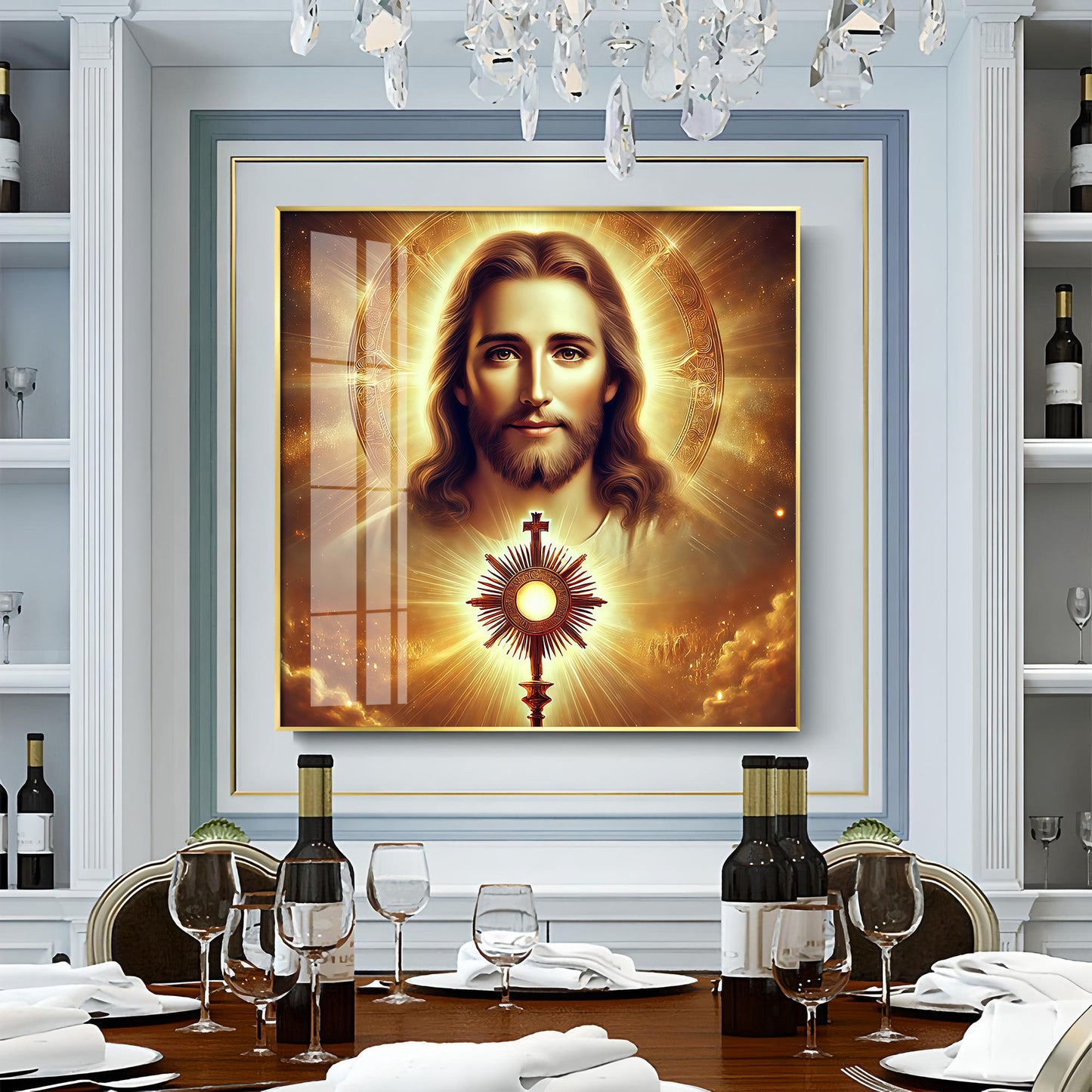 God Jesus With Cross Symbol Premium Acrylic Square Wall Art