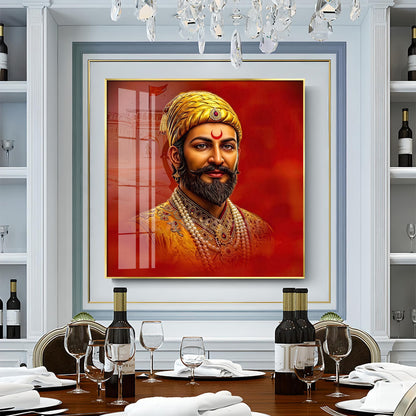 Shivaji Maharaj Ji Premium Acrylic Square Wall Art