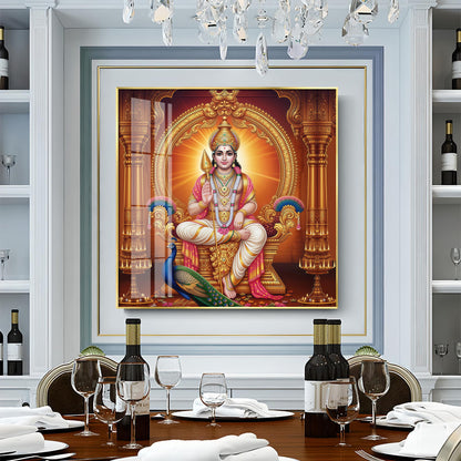 Lord Murugan and His Blessings Premium Acrylic Square Wall Art