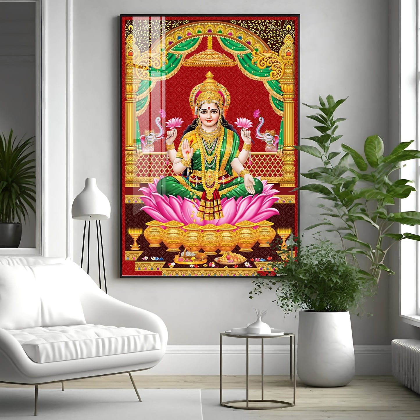 Lakshmi's Blessing Premium Acrylic Vertical Wall Art