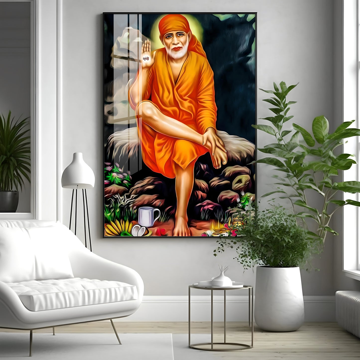 Sri Sai in Tranquil Premium Vertical Acrylic Wall Art