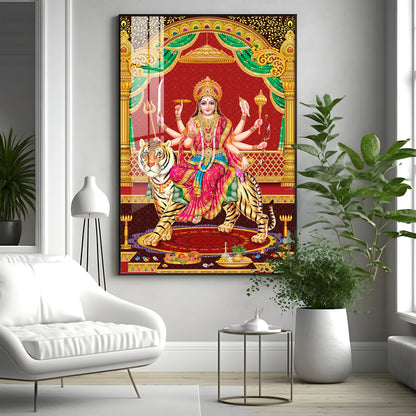 Divine Resonance Of Maa Durga Premium Acrylic Vertical Wall Art