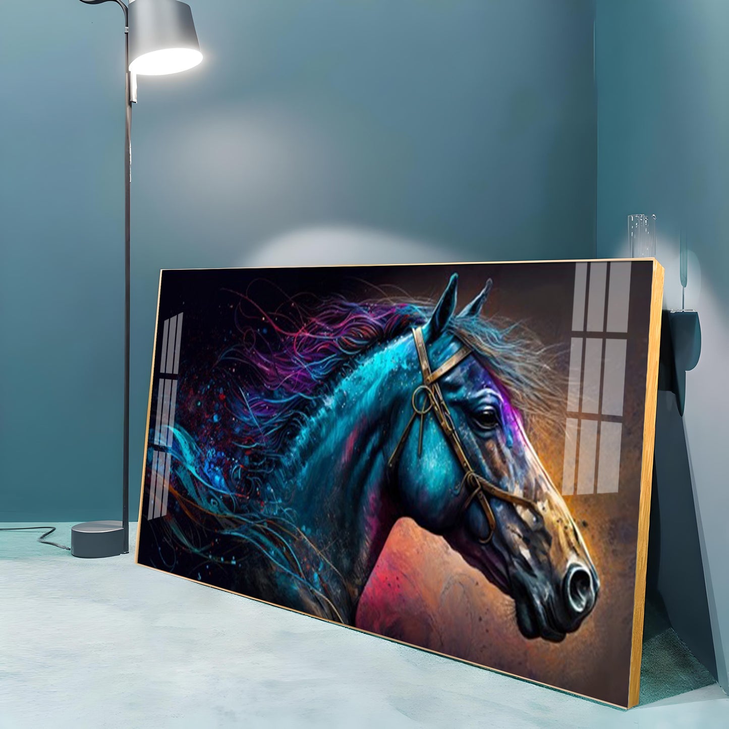 Neon Horse Premium Acrylic Horizontal Wall Art