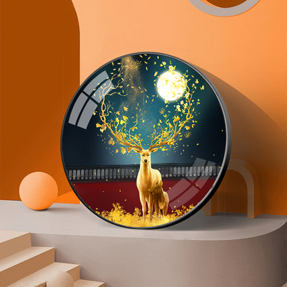 Celestial Deer Premium Acrylic Round Wall Art