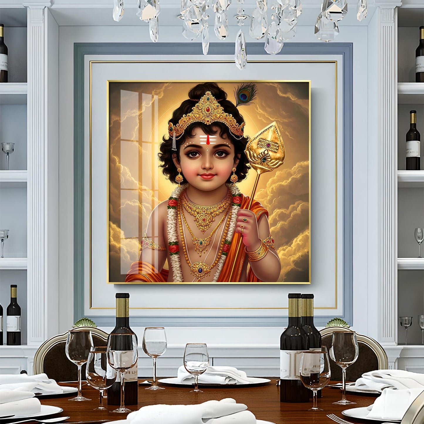 Bhagwan Murugan Blessing Premium Acrylic Square Wall Art