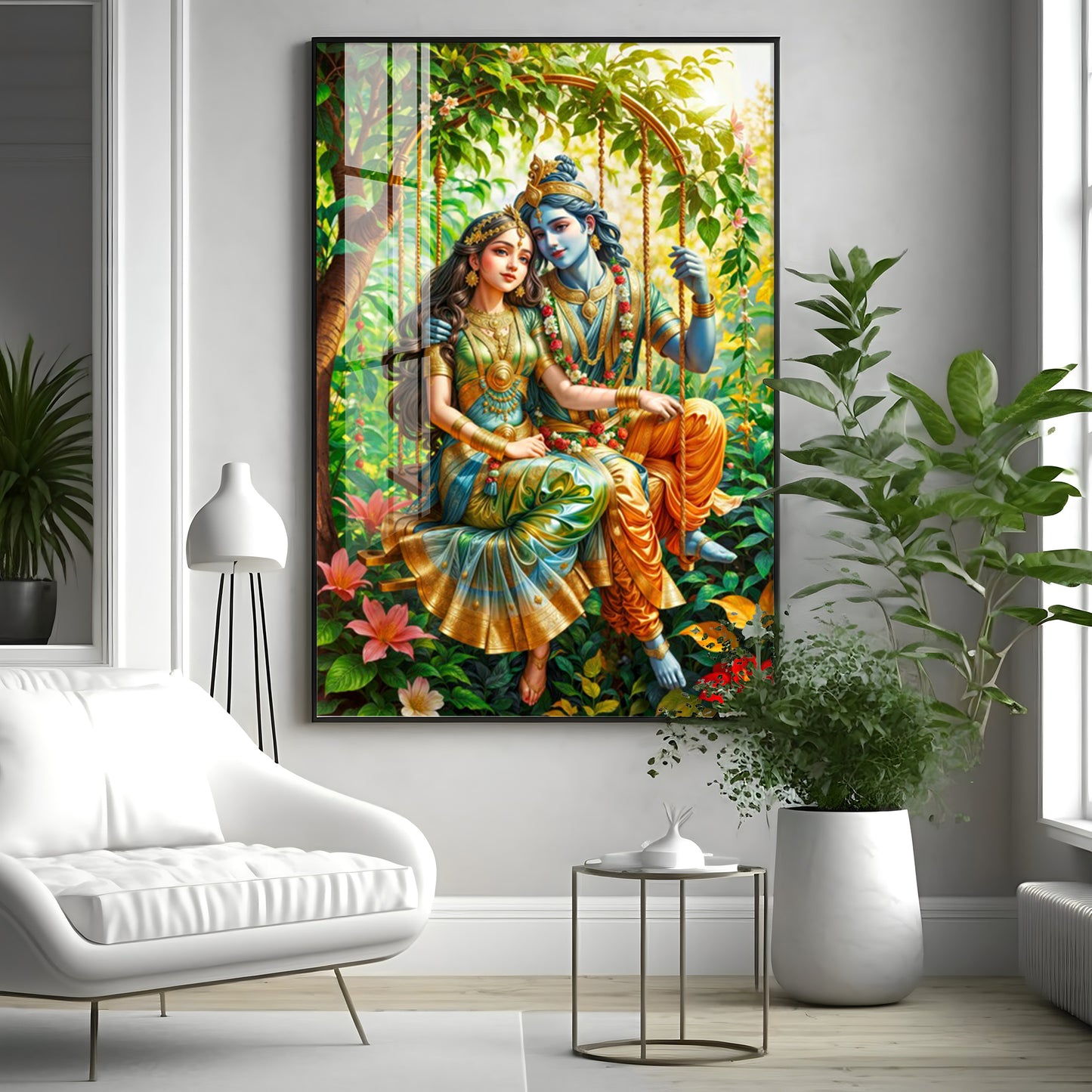 Shree Radha Krishna Premium Acrylic Vertical Wall Art