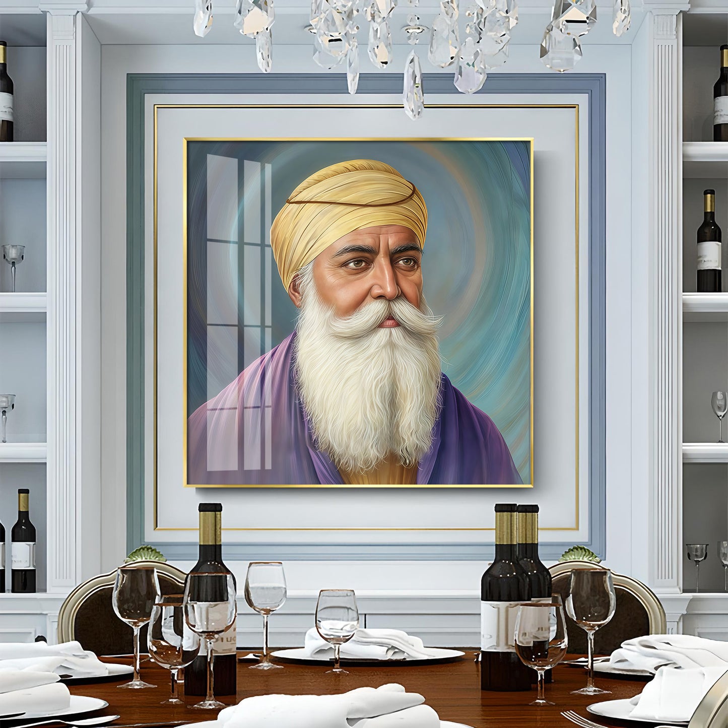 Guru Nanak Sahab Ji Premium Acrylic Square Wall Art