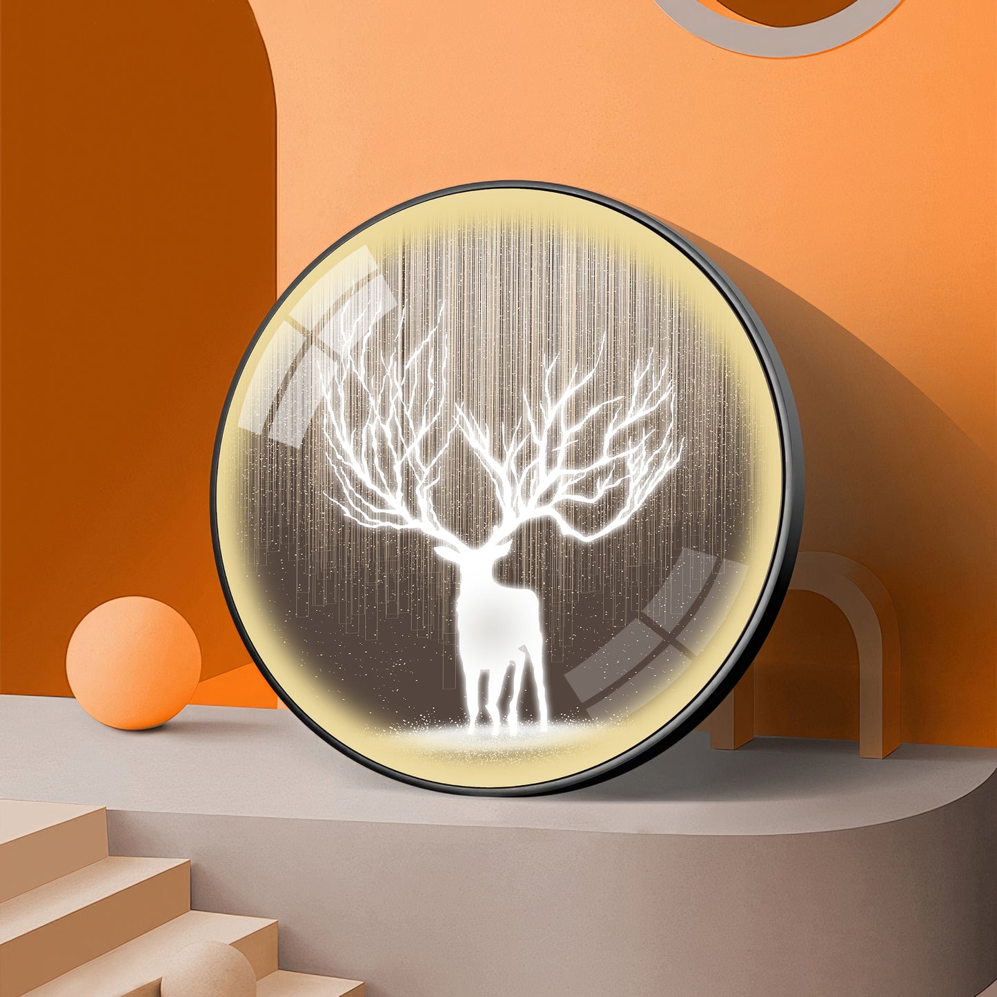 Antlered Reflection Premium Acrylic Round Wall Art