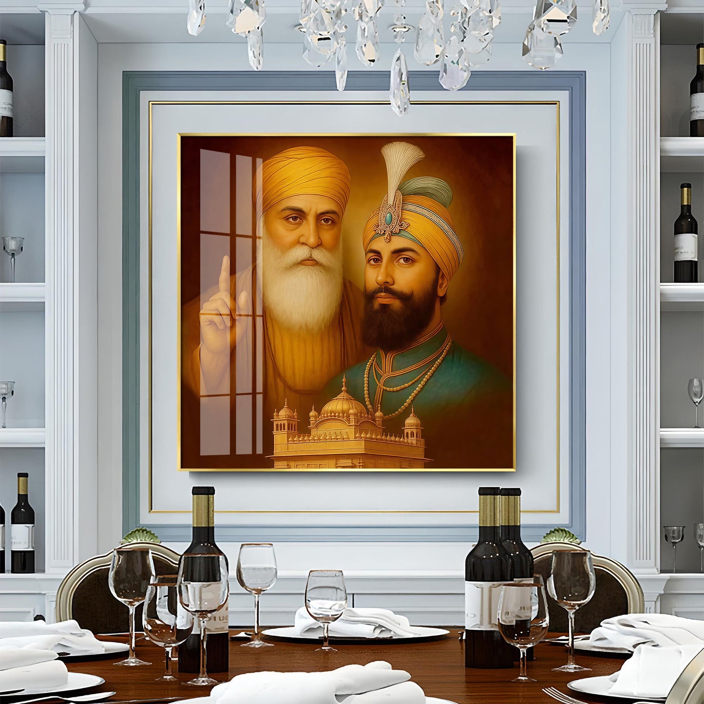 Waheguru ji Guru Nanak Dev ji Premium Acrylic Square Wall Art