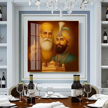 Waheguru ji Guru Nanak Dev ji Premium Acrylic Square Wall Art