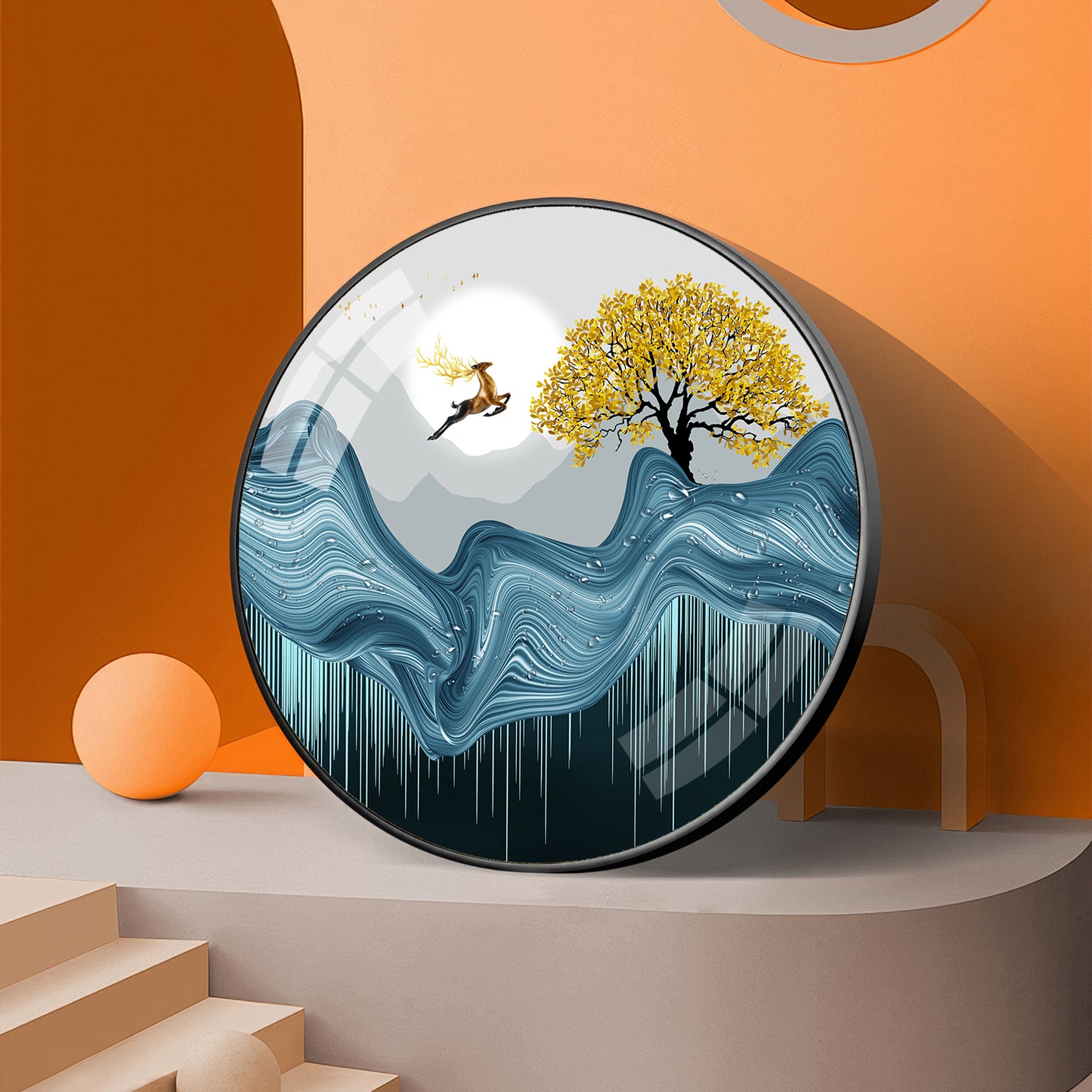 Echoes Of Nature Premium Acrylic Round Wall Art