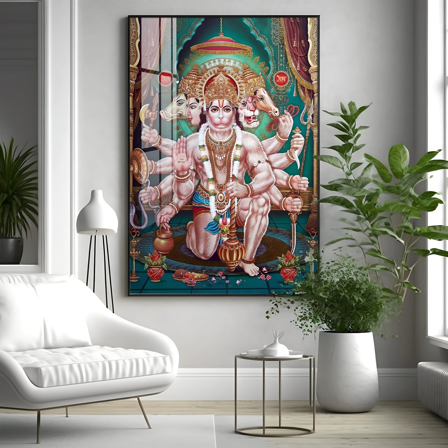 Celestial Guardian Lord Hanuman Premium Vertical Acrylic Wall Art