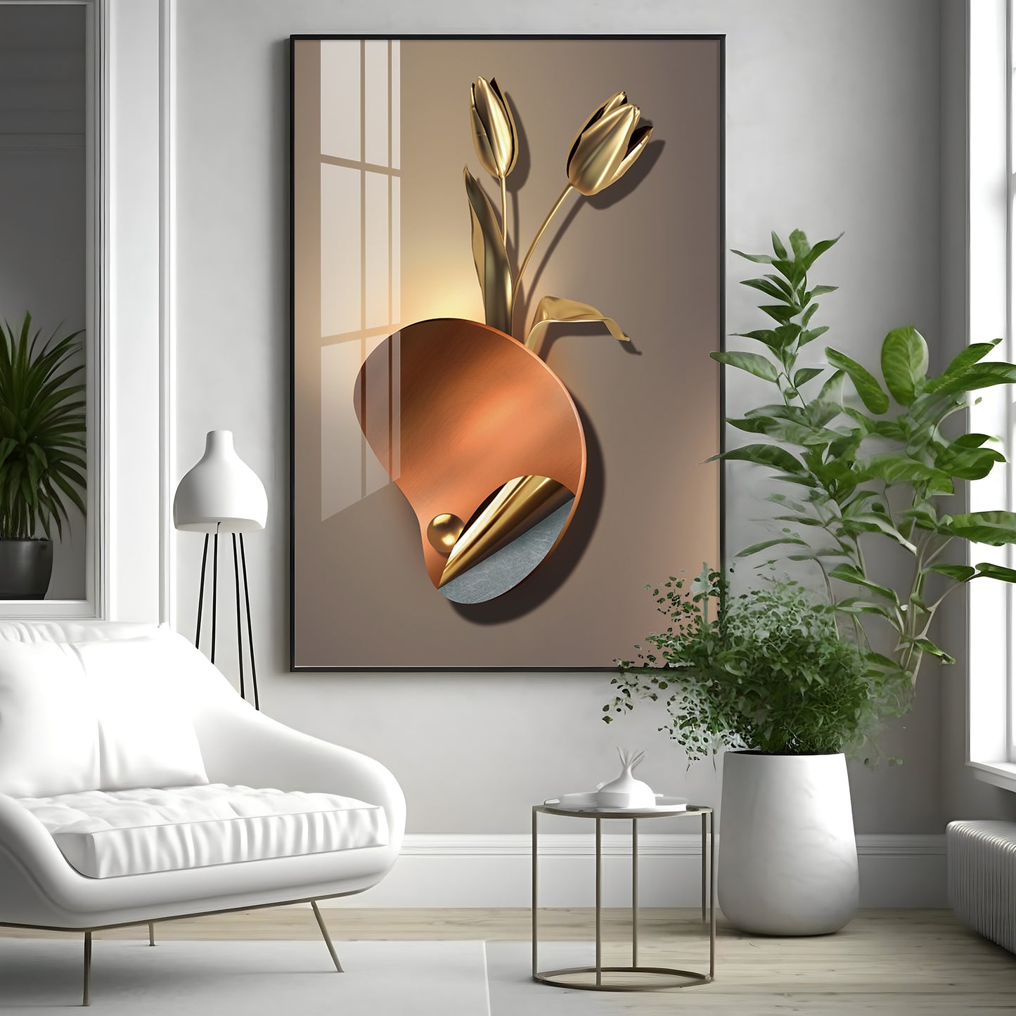 Golden Rose Aura Premium Acrylic Vertical Wall Art