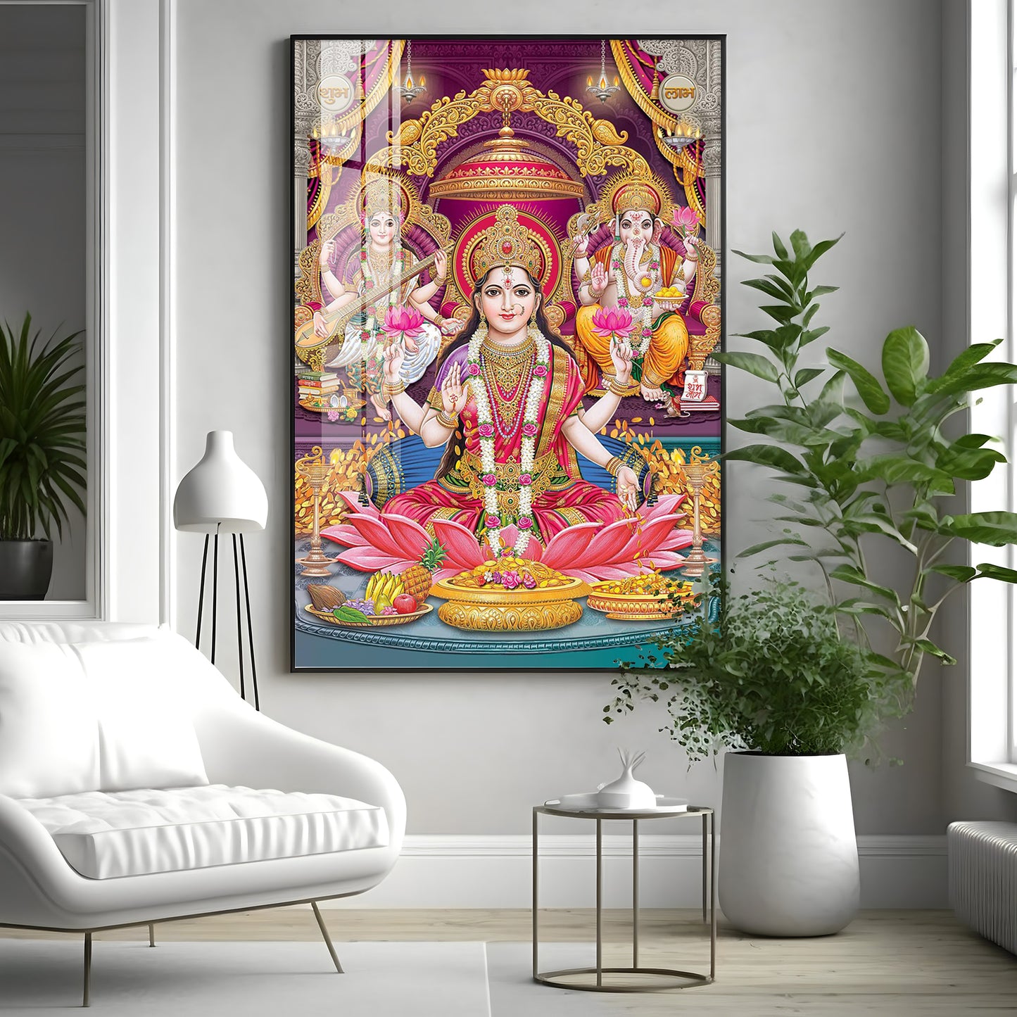 Mural of Hindu Goddesses Premium Acrylic Vertical Wall Art