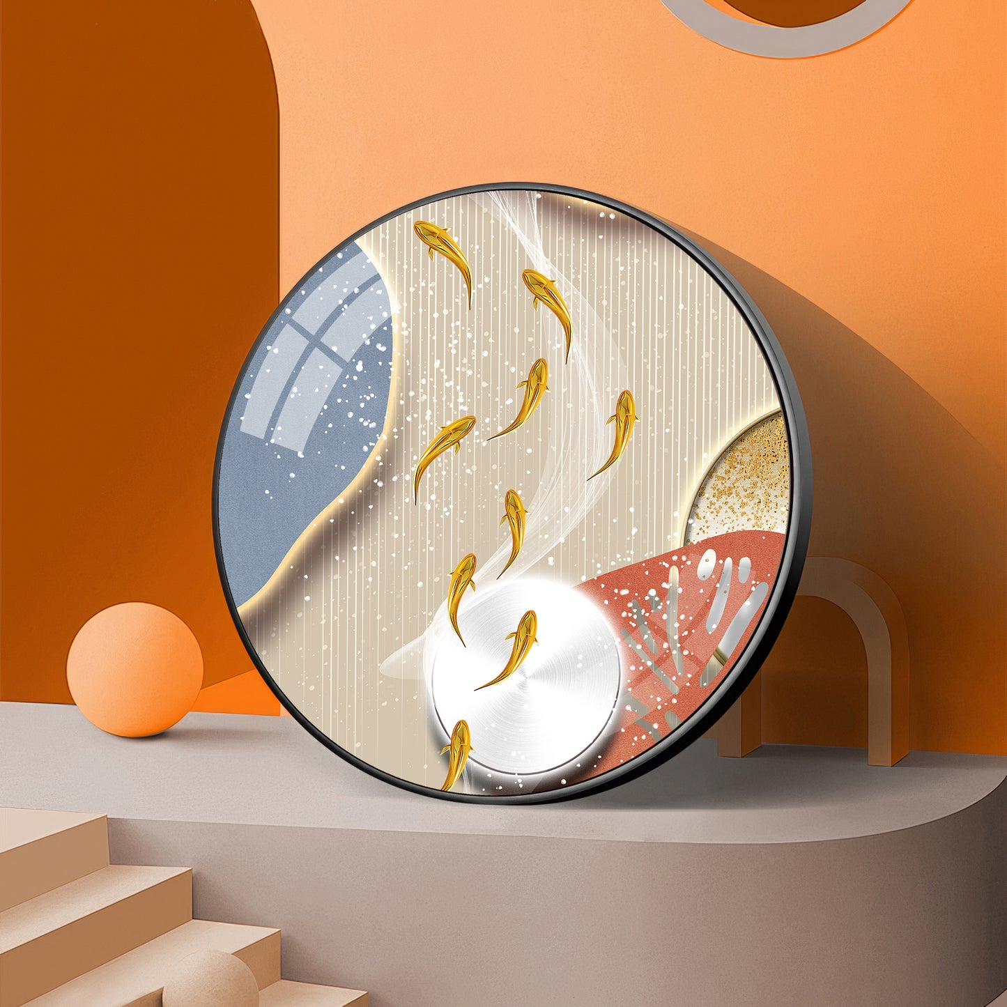 Aqua Whirl Premium Acrylic Round Wall Art