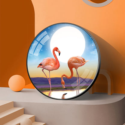 Flamingo Serenity Premium Acrylic Round Wall Art