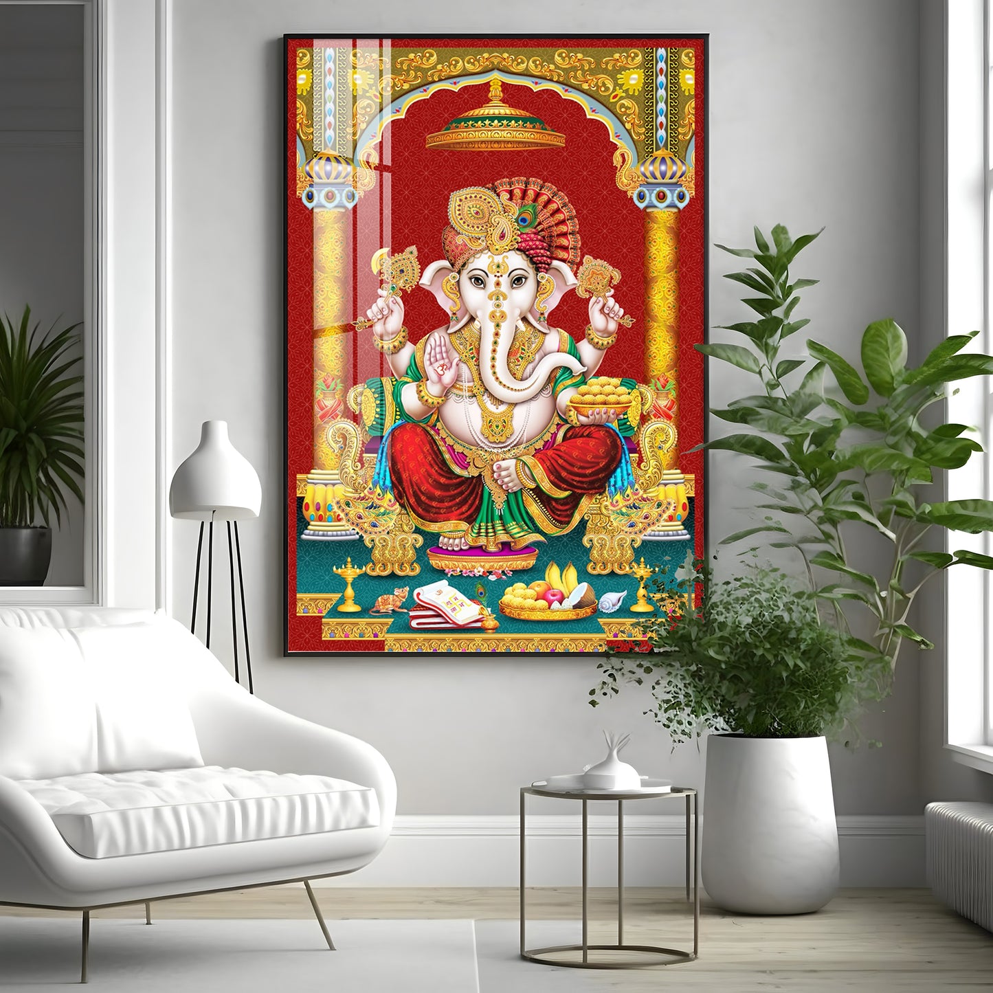 Majestic Lord Ganesha Premium Acrylic Vertical Wall Art