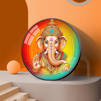 Lord Ganesha Premium Acrylic Round Wall Art