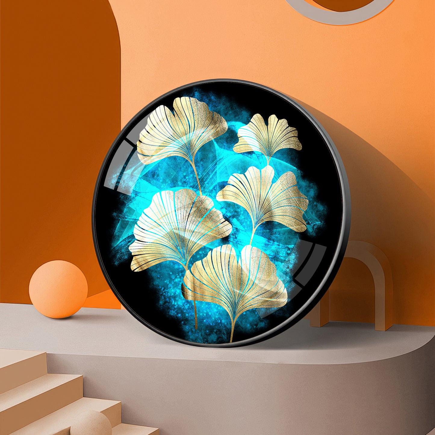 Leaf Medley Premium Acrylic Round Wall Art