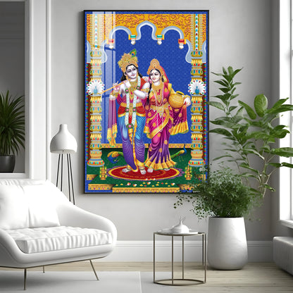 Radha and Krishna Essence Premium Acrylic Vertical Wall Art