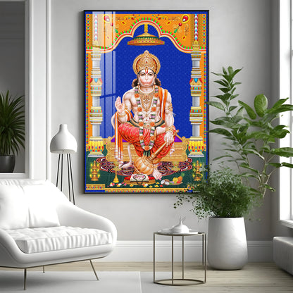 Divine Lord Hanuman Premium Acrylic Vertical Wall Art