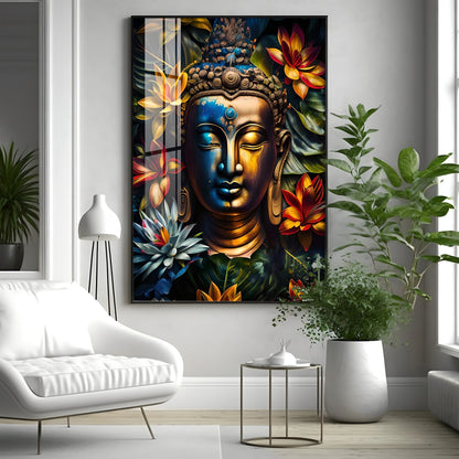 Lord Buddha Face Premium Acrylic Vertical Wall Art