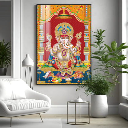 Divine Ganesha Premium Acrylic Vertical Wall Art