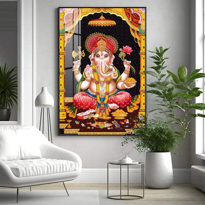 Divine Ganesh Serenity Premium Acrylic Vertical Wall Art