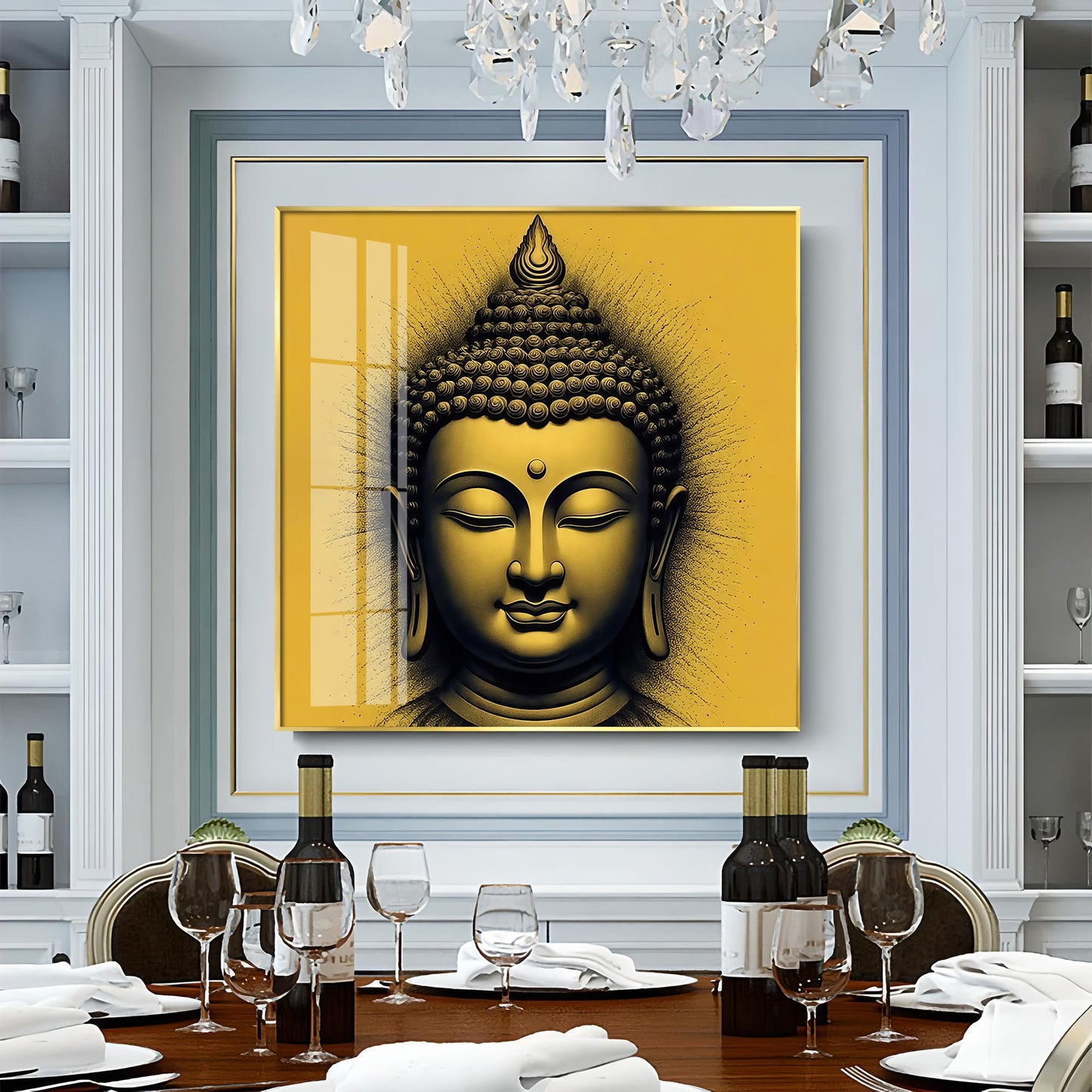 Lord Buddha Blessing Premium Acrylic Square Wall Art