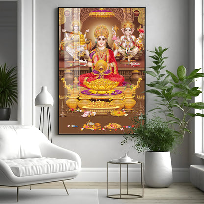 Transcendent Grace Of Maha Laxmi Ji Premium Acrylic Vertical Wall Art