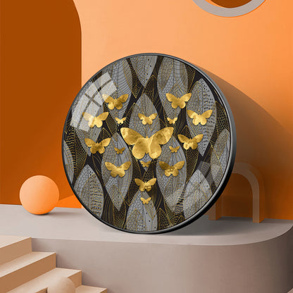 Golden Winged Premium Acrylic Round Wall Art
