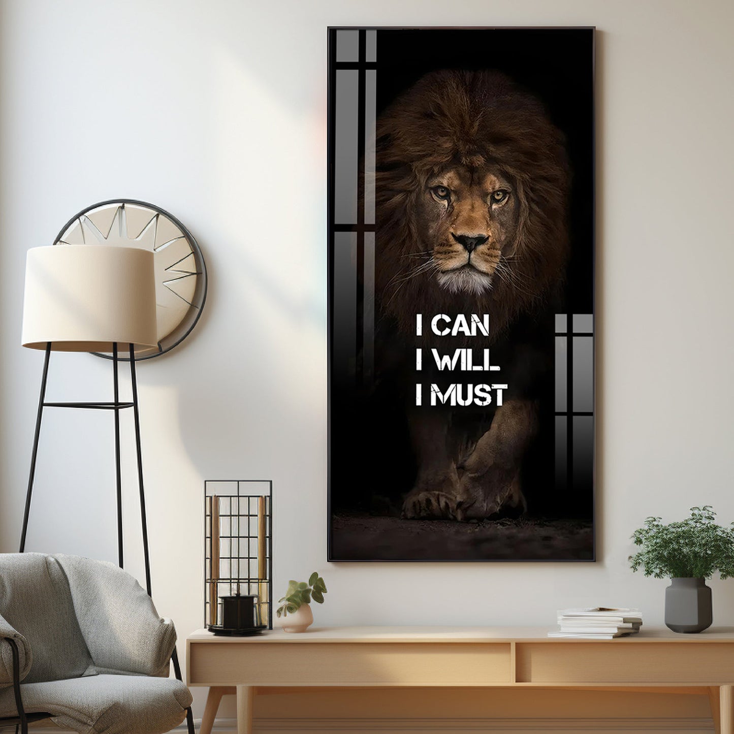 Be Like a Lion Premium Acrylic Vertical Wall Art - 30X16 inches / Gold