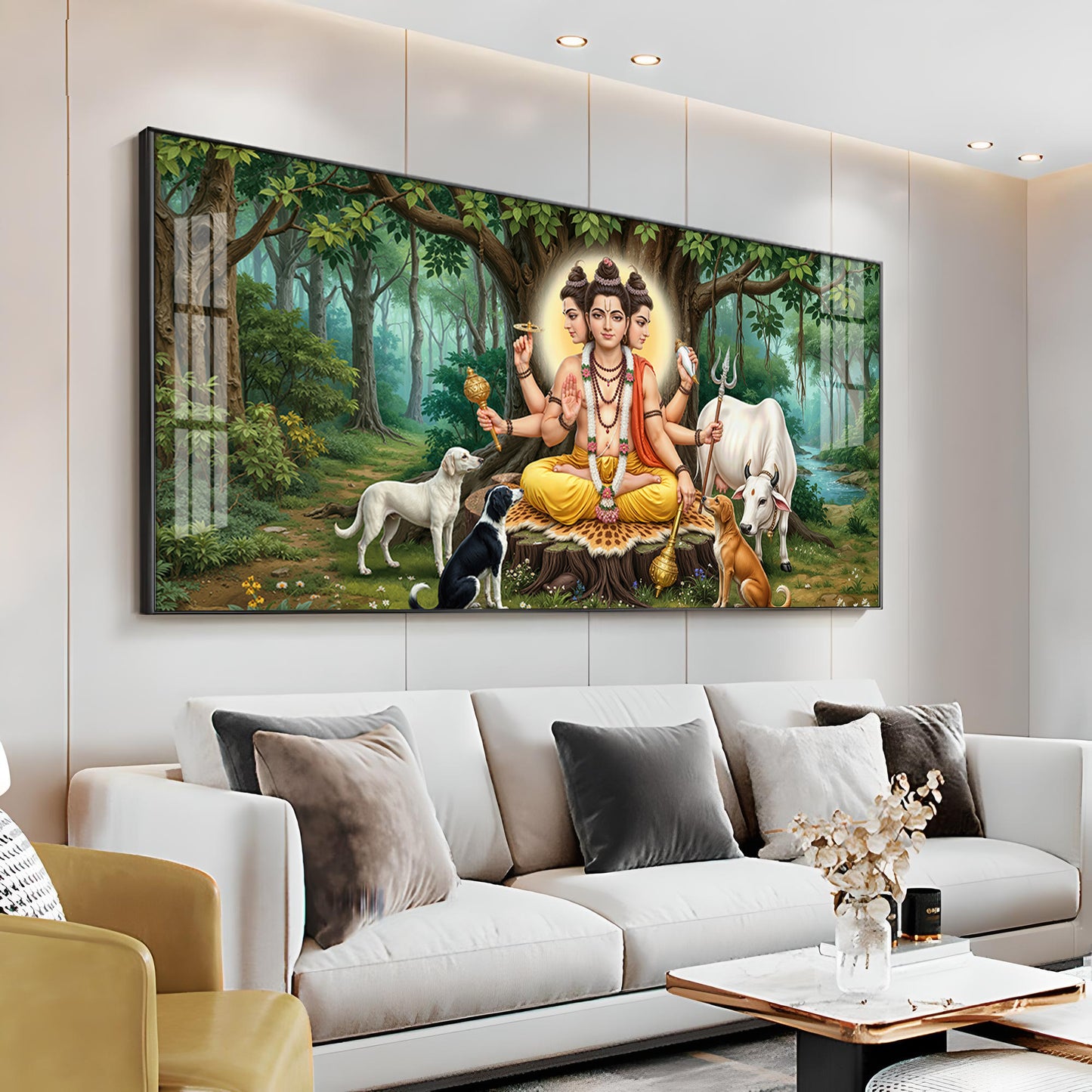 Lord Dattatreya Dattaguru Premium Acrylic Horizontal Wall Art