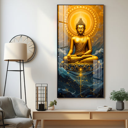 Tranquil Gold Buddha Premium Acrylic Vertical Wall Art