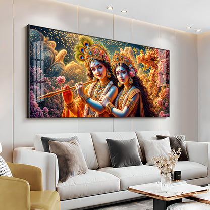 Mystic Radha Krishna Togetherness Premium Acrylic Horizontal Wall Art