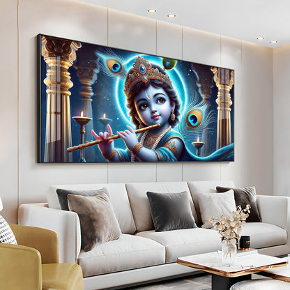 Little Krishna Blessing Premium Acrylic Horizontal Wall Art