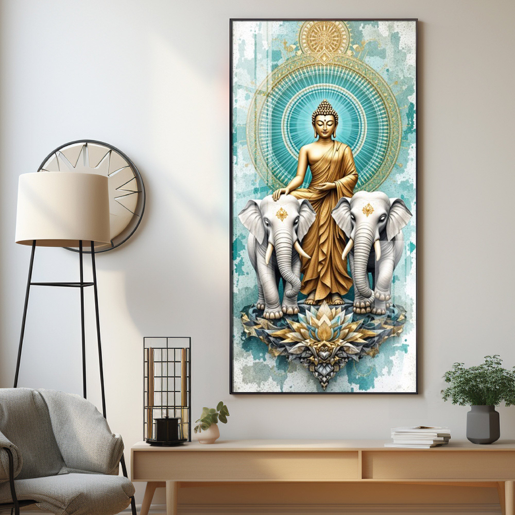 Elephants Mural Premium Acrylic Vertical Wall Art