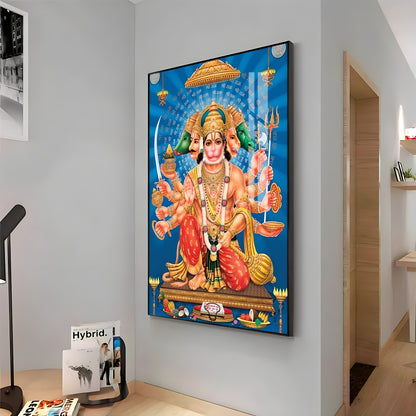 Panchmukhi Hanuman Premium Acrylic Vertical Wall Art