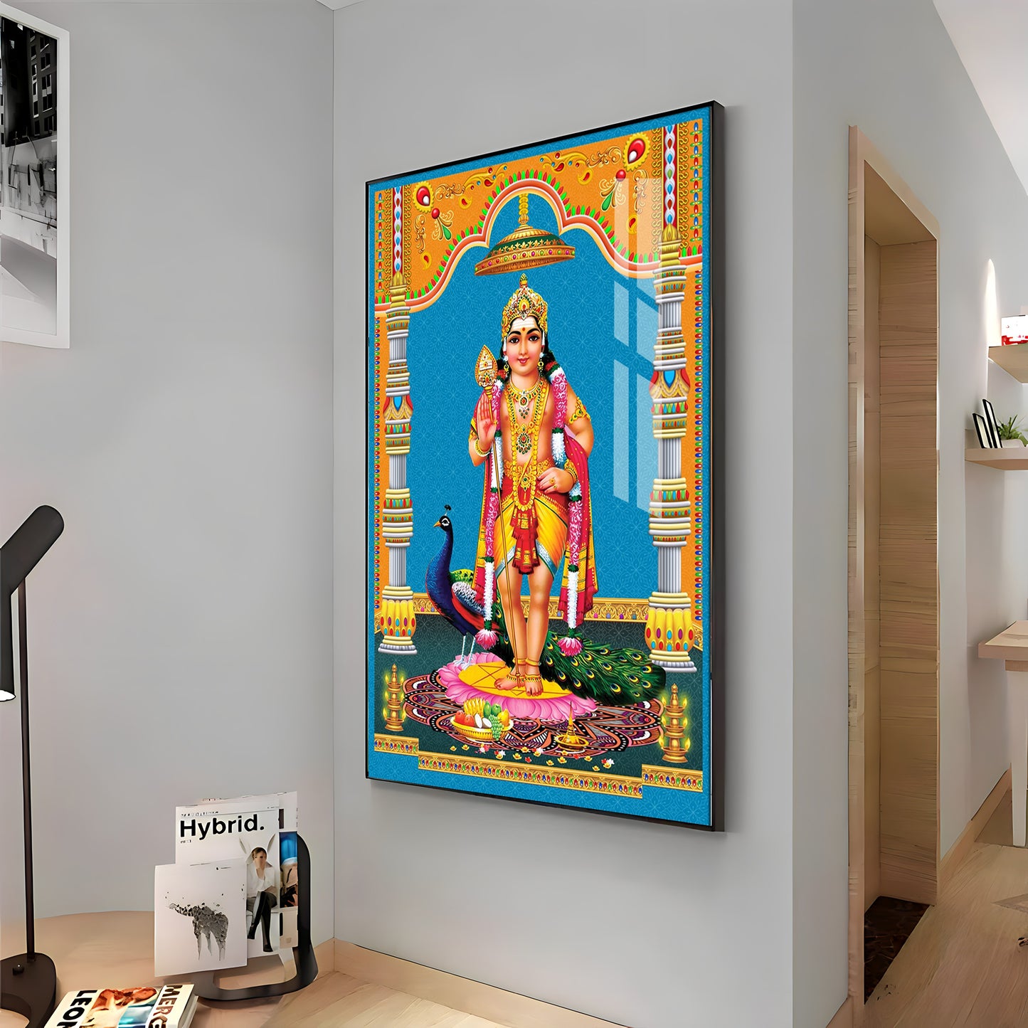 God Murugan Kartikeya Premium Acrylic Vertical Wall Art