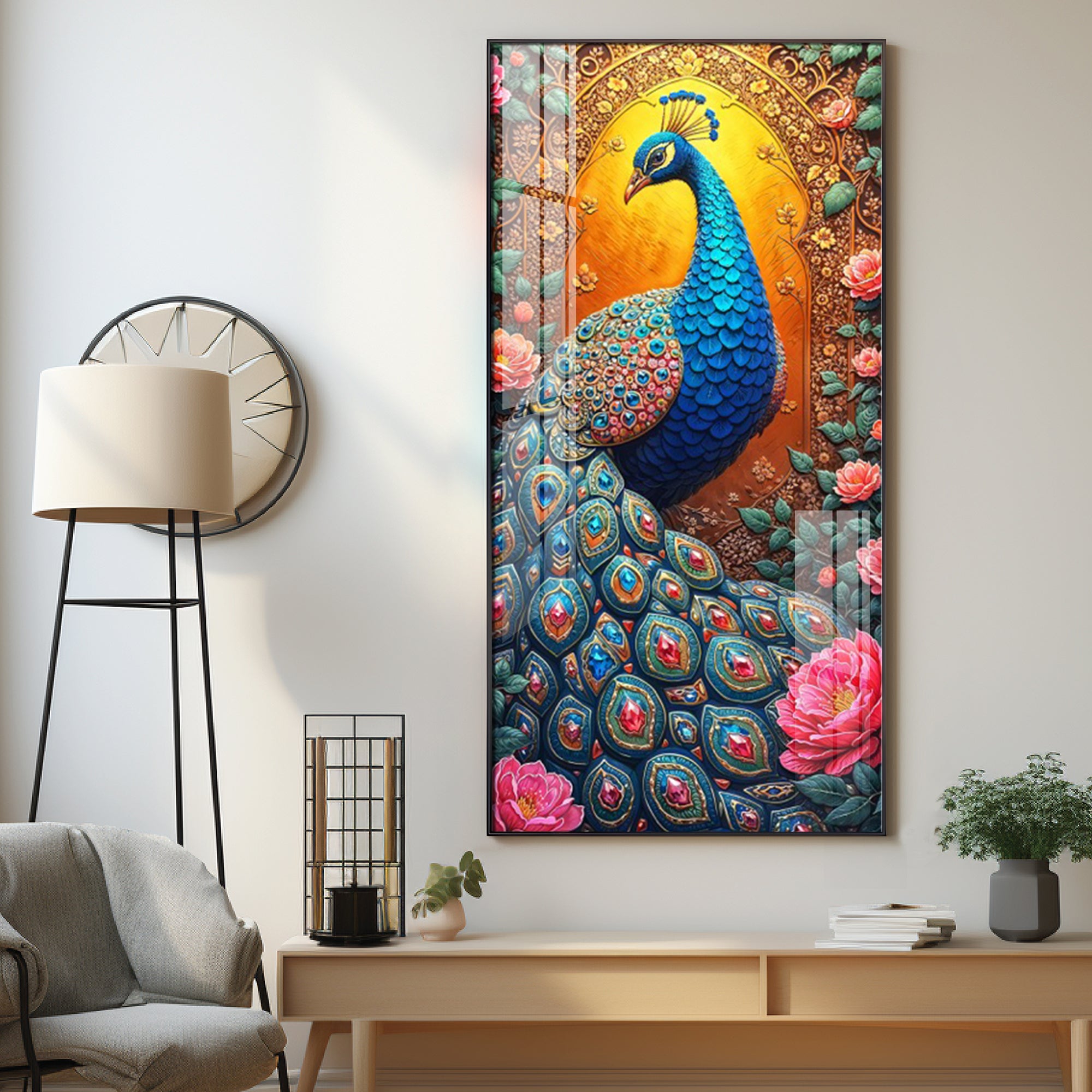 The Peacock Canvas Premium Acrylic Vertical Wall Art